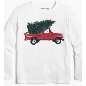Crewcuts Long Sleeve Truck and Tree Graphic Holiday Tee Shirt US Boy's XXL New